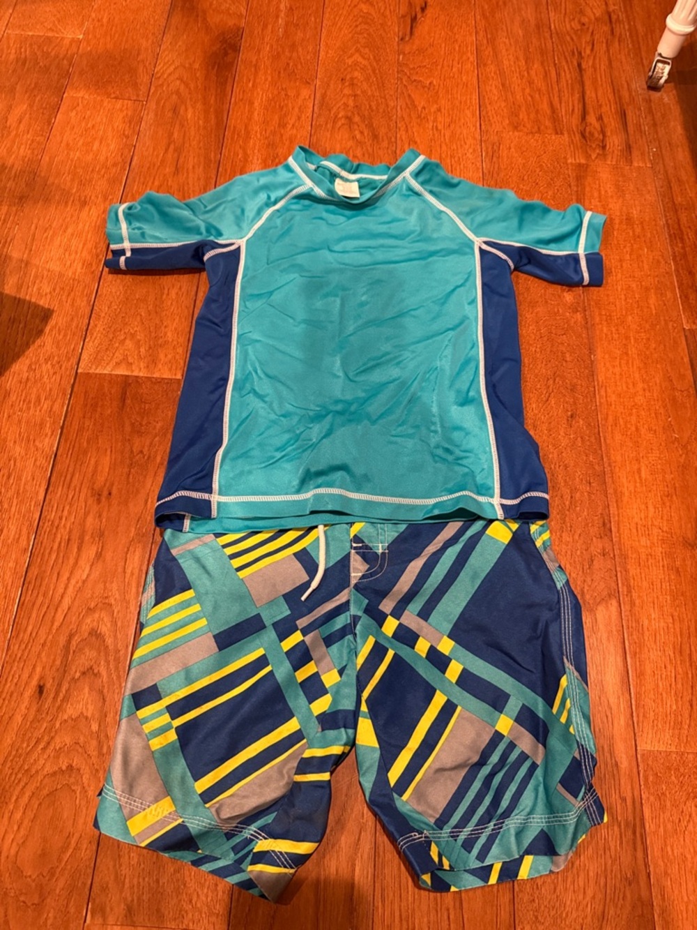 Gymboree Teal and Navy Two-Piece Rash Guard Swim Set